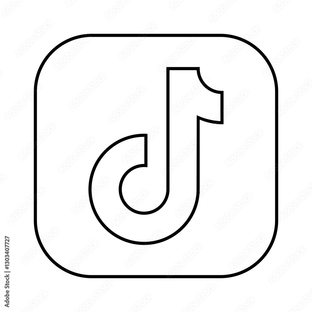 Tiktok Logo Realistic Social Media Icon Logotype Tik Tok Line Icon Tiktok Logo Realistic Social Media Icon Logotype Tik Tok Line Icon