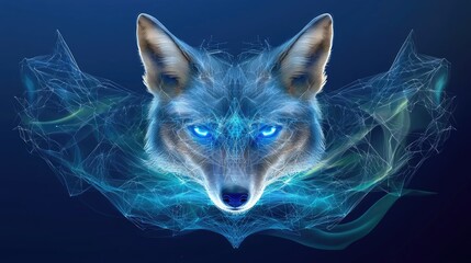 Poster - abstract blue ai visualization with glowing cybernetic pathways and futuristic algorithms.