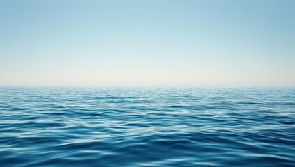 Poster - Calm and Serene Ocean Surface Under Clear Blue Sky on a Tranquil Day Ideal for Relaxation and Peaceful Imagery for Various Creative Projects