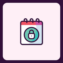 Poster - Stylized calendar icon featuring a prominent lock symbol in the center