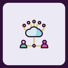Poster - Cloud Networking Connection Icon Illustrating Data Flow and User Interaction