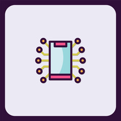 Poster - Futuristic Mobile Technology: Abstract Smartphone Connected to Neural Network