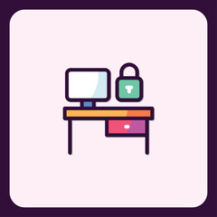 Poster - Conceptual illustration depicting data security on desktop workstation setup