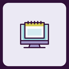 Poster - Creative computer screen with calendar icon for digital planning concept