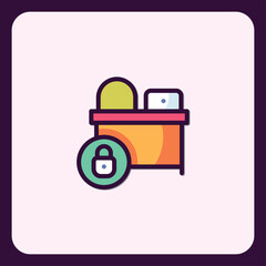 Poster - Stylized filing cabinet icon with secure data, file protection design
