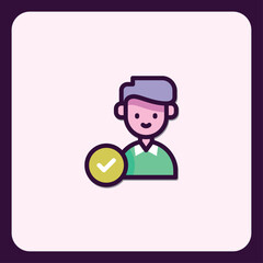 Poster - Approved user profile selection icon with checkmark badge, avatar vector