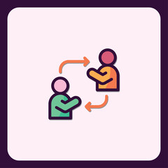 Poster - Symbolic People Icon with Exchange Arrows Depicting Interaction Concept