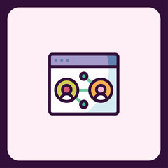 Fototapete - Networked People Icons inside Browser Window Show Connection Structure