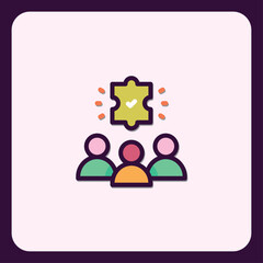 Poster - Teamwork puzzle solution icon to achieve business common goals concept