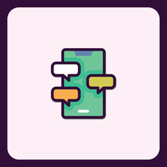 Poster - Modern messaging app concept with minimalist smartphone interface and speech balloons