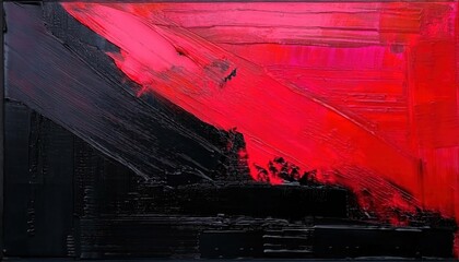 Poster - textured abstract red and black oil painting with dynamic brushstrokes, perfect for modern decor, album covers, and poster