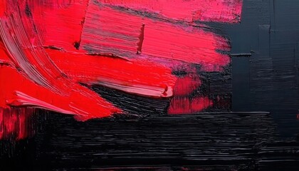 Poster - textured abstract red and black oil painting with dynamic brushstrokes, perfect for modern decor, album covers, and poster