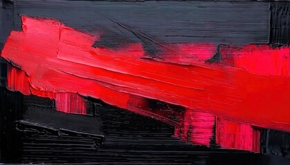 Poster - textured abstract red and black oil painting with dynamic brushstrokes, perfect for modern decor, album covers, and poster