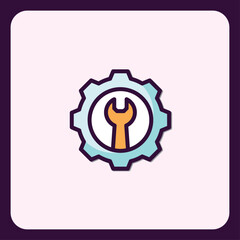Poster - Gear and wrench icon, symbolizing mechanical repair, maintenance and settings