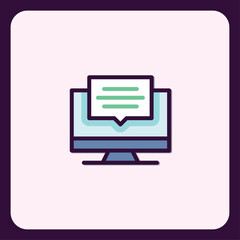  - Abstract vector illustration of computer screen with speech bubble icon