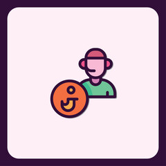 Poster - Customer service agent icon with headset, colorful support representative design