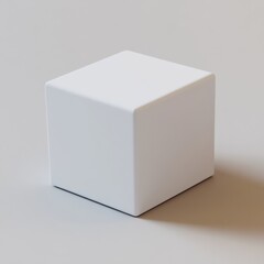 Aufkleber - Minimalist White Cube: A Simple Geometric Shape with Smooth Edges on Light Background.