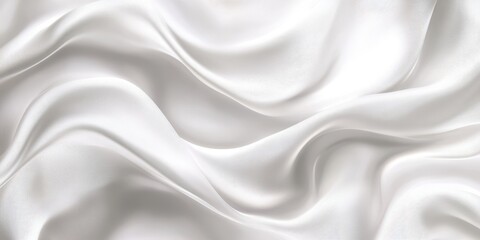 Poster - Elegant flowing white silk fabric texture with smooth waves and soft shadows creating a luxurious and tranquil atmosphere for design use