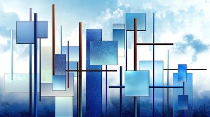 Poster - Cool blue gradient with modern abstract textures, ideal for sleek visual effects.