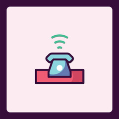 Poster - Retro Telephone Icon with Wireless Signal Design and Nostalgic Charm