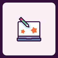 Poster - Laptop with stars and pencil illustration representing digital creativity