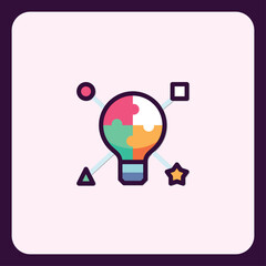 Poster - Creative idea generation process icon concept with geometric shapes