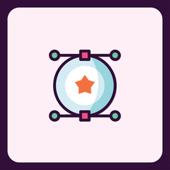 Poster - Colorful design icon featuring a star inside a circle with control points