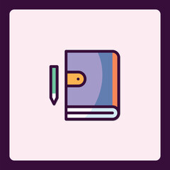 Poster - Colorful illustration of a book and pencil for learning and design projects