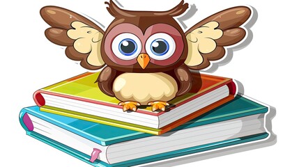  a cute owl sitting on top of books