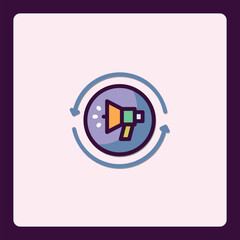 Poster - Modern promotion refresh icon with megaphone and circular arrows