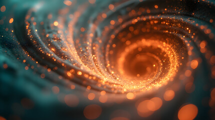 Wall Mural - Cosmic Orange Gold Vortex Swirl Teal Galaxy Abstract Digital Art