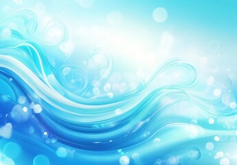 Poster - Gentle Waves of Blue Water with Bubbles and Soft Light in an Abstract Background for Peaceful and Calming Visuals