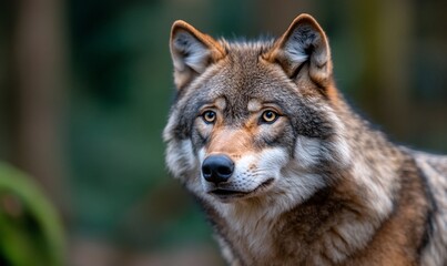  Grey Wolf Portrait in Forest