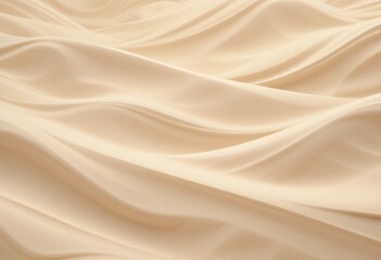 Poster - Beige Fabric Flowing Texture. Soft Natural Light Sheen. Gentle Curves And Folds. Silky Smooth Elegance. Textile Art Design Element. Warm Ambiance Creation.