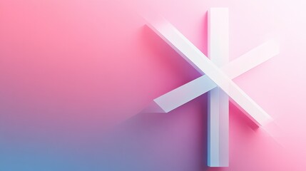 Poster - Abstract geometric composition with white cross on gradient background