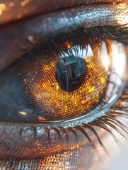 Poster - Narrow cyber eye. Close up. 3D Rendering