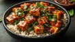 © Tatiana Vagizova - Delicious Tofu Stir-Fry with Fresh Vegetables and Rice. Generative AI
