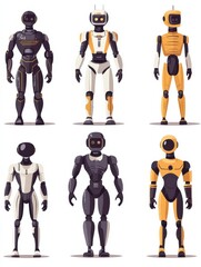 Poster - Various robot androids. Cute cartoon futuristic humanoid characters set. Android friendly character, robotic technology vector illustration