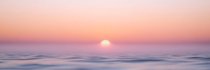 Poster - Serene sea at sunrise, soft pastel colors illuminate the horizon, creating a tranquil and peaceful scene on the water.