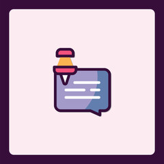 Poster - Charming Icon Featuring a Speech Bubble and Pushpin with Neat Line Details