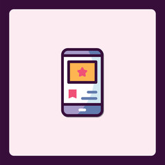 Poster - Minimalist smartphone icon with star and list elements for digital applications