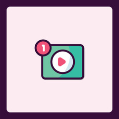 Poster - Vibrant Video Notification Icon Representing New Content and Engagement Alert