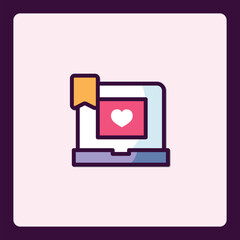 Poster - Computer display with heart symbol for social media appreciation icon