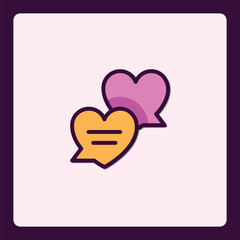 Poster - Charming Heart Speech Balloons Icon Illustrating Dialogue and Affection