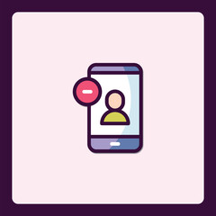 Fototapete - Contact deletion on mobile, user profile removal notification icon