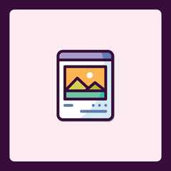 Poster - Minimalist Landscape on Mobile Device Screen Vector Icon Design