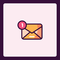 Poster - Illustrated Email Notification with Badge for New Message Alert System