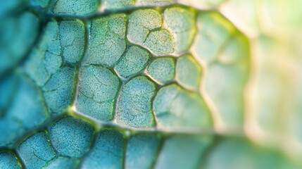 Poster - Close-up of a detailed leaf showing its texture and veins, symbolizing nature, growth, and the intricate cellular structure in plants.