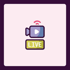 Poster - Simple Vector Illustration of a Live Streaming Camera, Social Media Concept