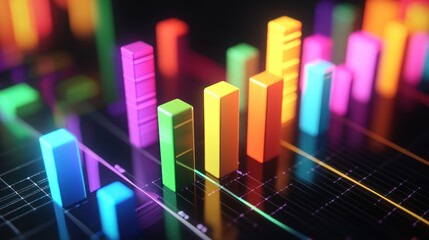 Poster - Abstract colorful bar graph data visualization